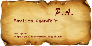 Pavlics Agenór névjegykártya